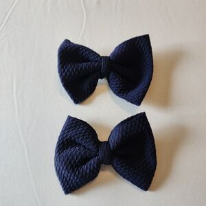 Set of Twin Navy Blue Hair Clip Bows for Girls and Women